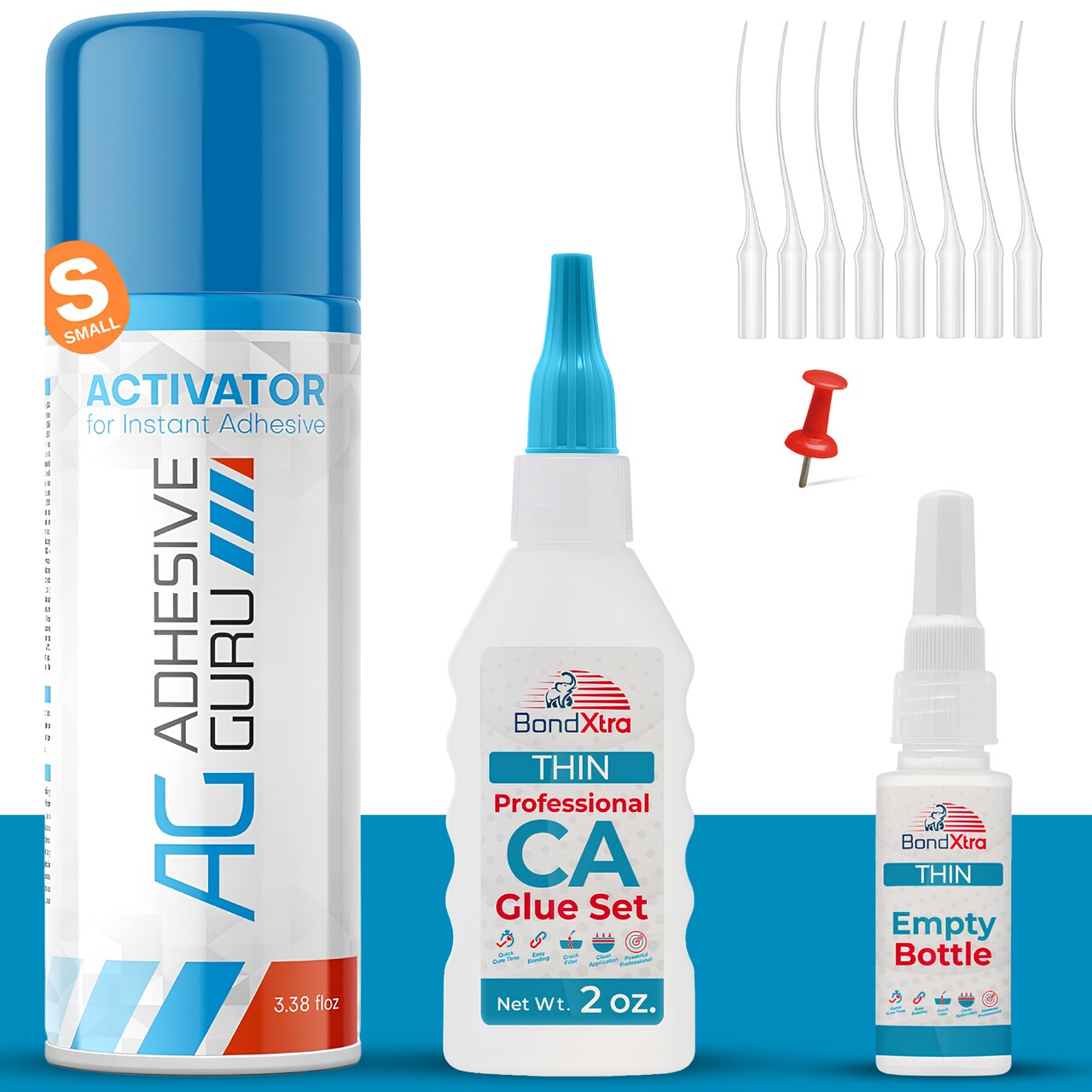 BONDXTRA CA Glue Thin Viscosity 2 oz with Activator Spray Set – Cyanoacrylate Super Glue for Woodworking, Craft, Hobby & DIY Projects